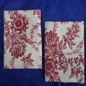 2 Vtg April Cornell Valances 52x17" red & white cotton Curtains cottage country